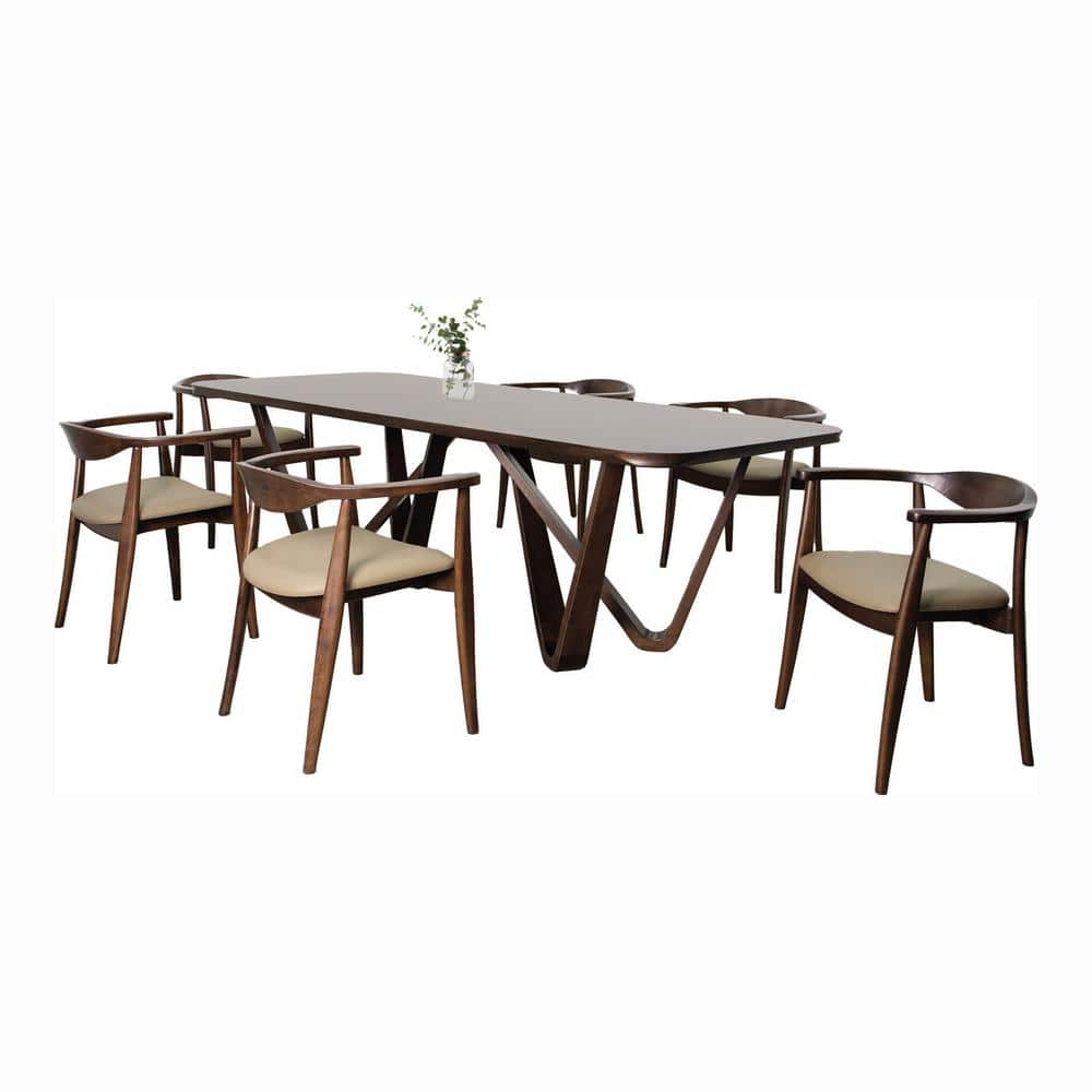 Shelun 7-Piece Rectangle Rich Walnut Wood Top Dining Table Set (Seats 6)
