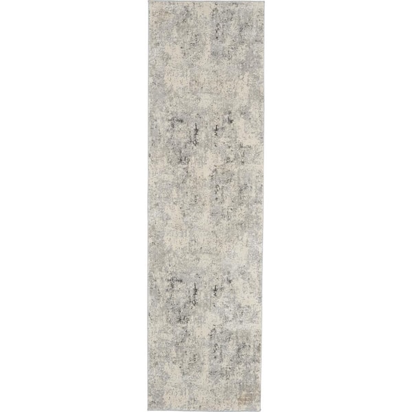 Nourison Rustic Textures Grey/Beige 2 ft. x 8 ft. Abstract Contemporary Kitchen Runner Area Rug