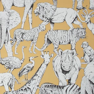 Jungle Animals Yellow Paper Strippable Roll (Covers 56 sq. ft.)
