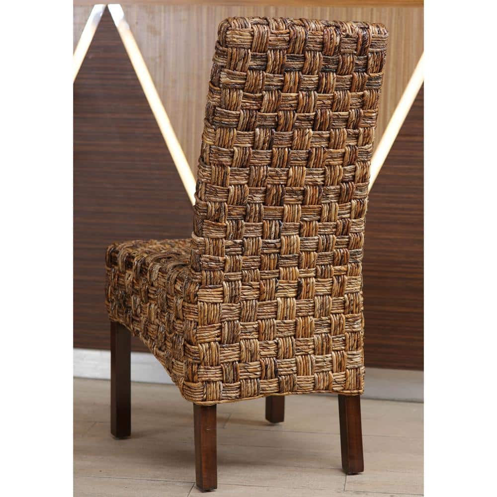 Parsons High Side Chair in Salak Brown with Mahogany Frame