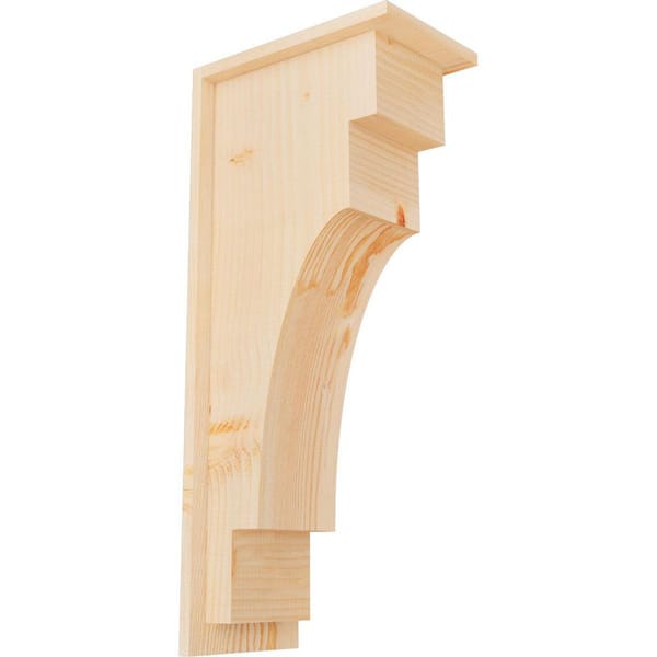 Ekena Millwork 7-1/2 in. x 12 in. x 28 in. Mediterranean Smooth Douglas Fir Corbel with Backplate