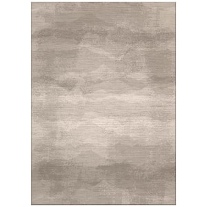 Beige Sea Waves design Modern Living Room 3 ft. 11 in. x 5 ft. 7 in. Rectangle Polyester Area Rug