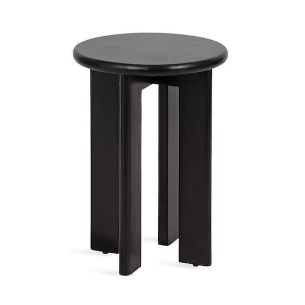 Kate and Laurel Seebeck 14 in. Black Round Solid Wood End Table