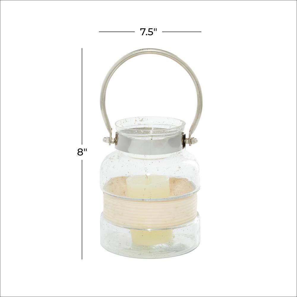 Clear Glass Hanging Candle Lantern with Curved Handle