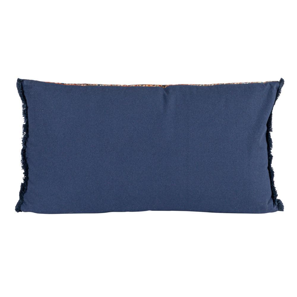Vintage Multicolor Velvet Rectangular Lumbar Pillow with Fringe