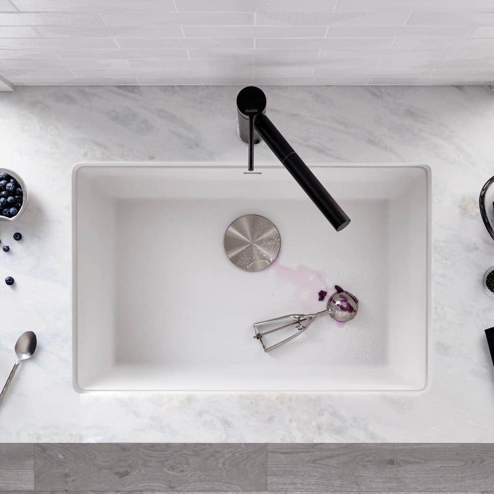 White Stone Single Bowl Undermount Kitchen Sink