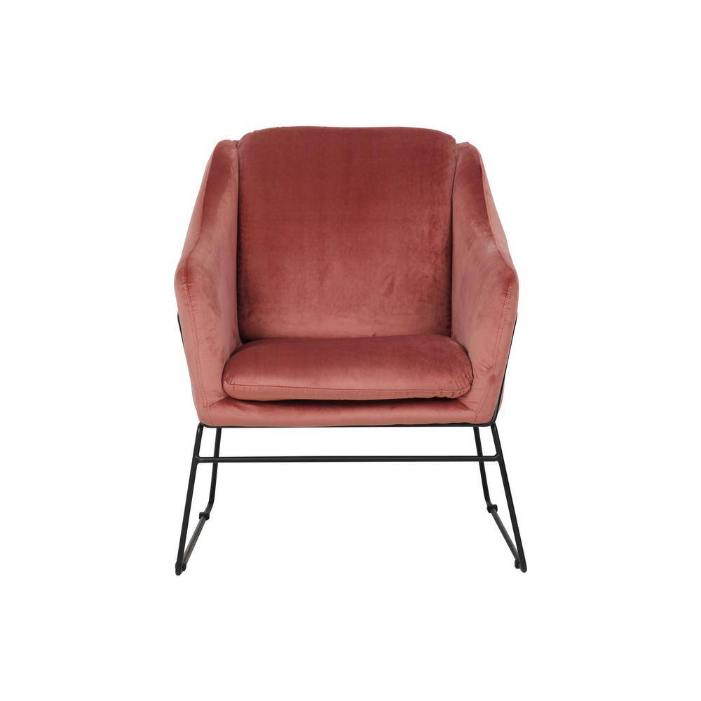 Royal Rose Velvet and Black Metal Accent Chair
