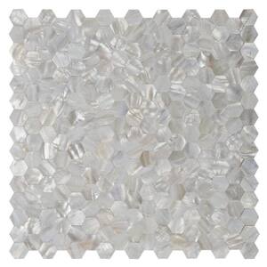 Hexagon White 11.8 in x 11.8 in Water Cube Mother of Peal Stone Mosaic Tile (10 sheets/case)