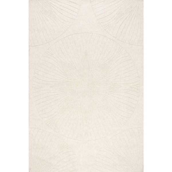 Stillpoint Radiating Pattern Wool Ivory 10 ft. x 14 ft. Indoor Area Rug