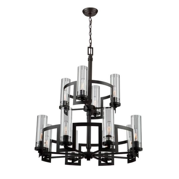 ARTCRAFT 12-Light Dark Java Brown Chandelier