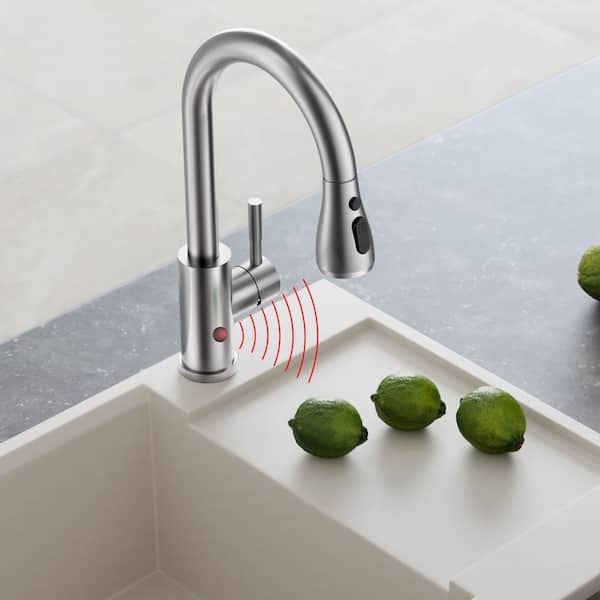 Avola Touchless Kitchen Faucet – Black Sensor Faucet With LED Temp Display, Pull-Down Sprayer, Brass Body, Hands-Free