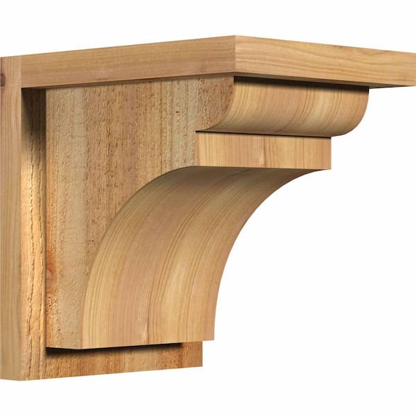 Ekena Millwork 8 in. x 10 in. x 10 in. Western Red Cedar Yorktown Rough Sawn Corbel with Backplate