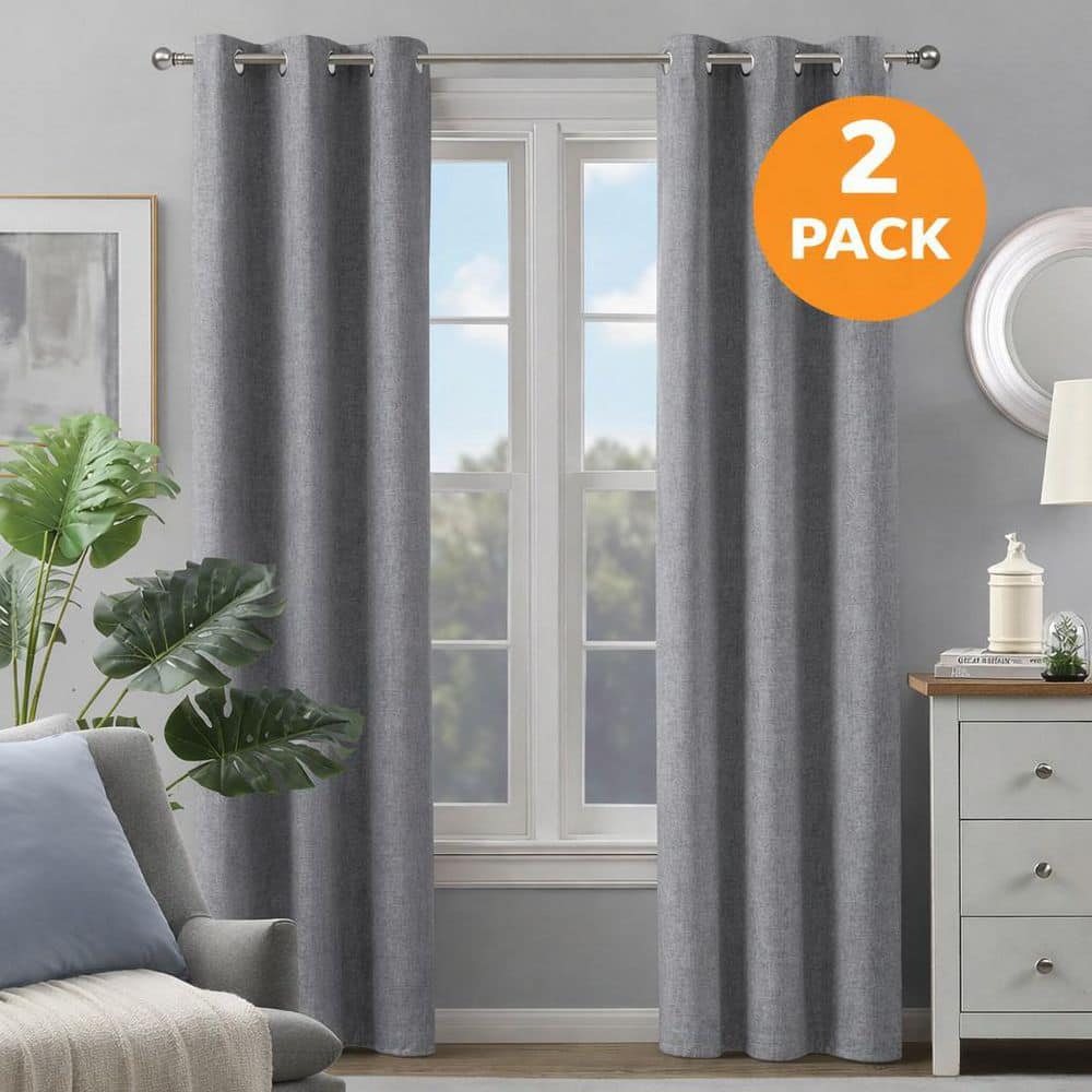 Fairfax Black Faux Linen 38 in. W x 95 in. L Grommet Blackout Curtain (Set of 2 Panels) price history on PriceWatchPro