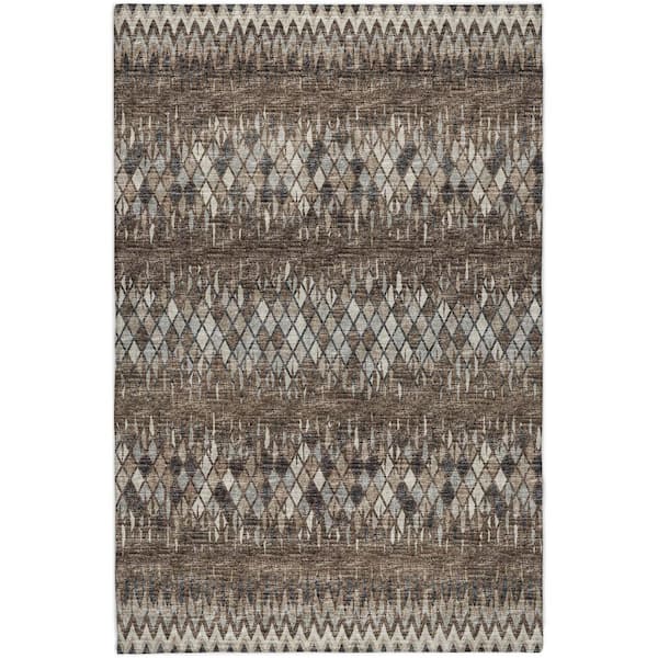 Dream Shag Premium Machine Washable Abstract ADS38 Brown 9 ft. x 12 ft. Area Rug