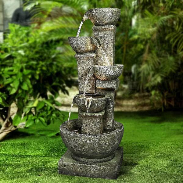 2 Tiers Water Fountain Pump Outdoor Indoor Porch Patio Cascading Waterfall NEW 