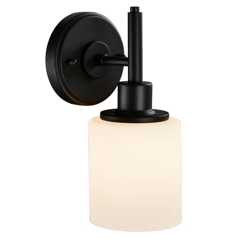 Aubrey Matte Black 10.75'' Traditional Indoor Wall Sconce with Frosted Glass