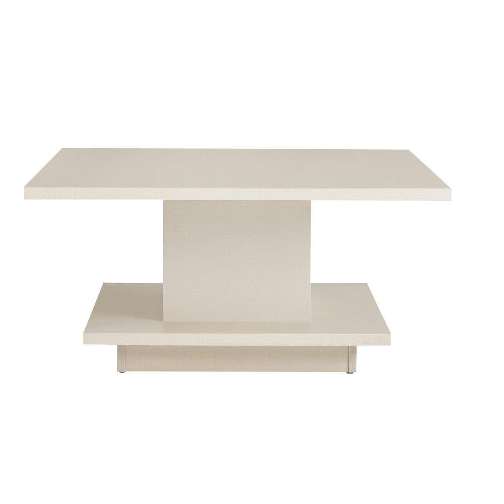 Cream Weave Square Wood Coffee Table with Hidden Storage