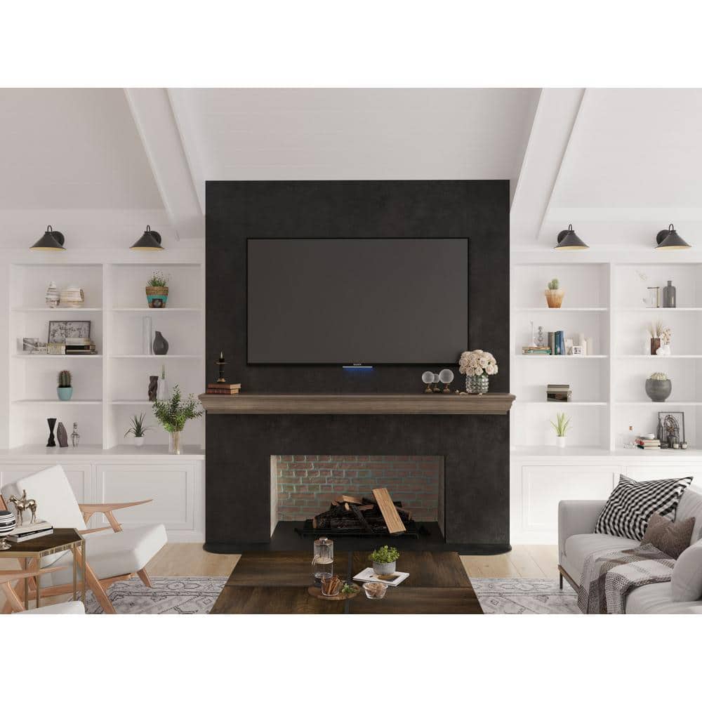 48" Ash Gray Stained Wood Floating Mantel Shelf