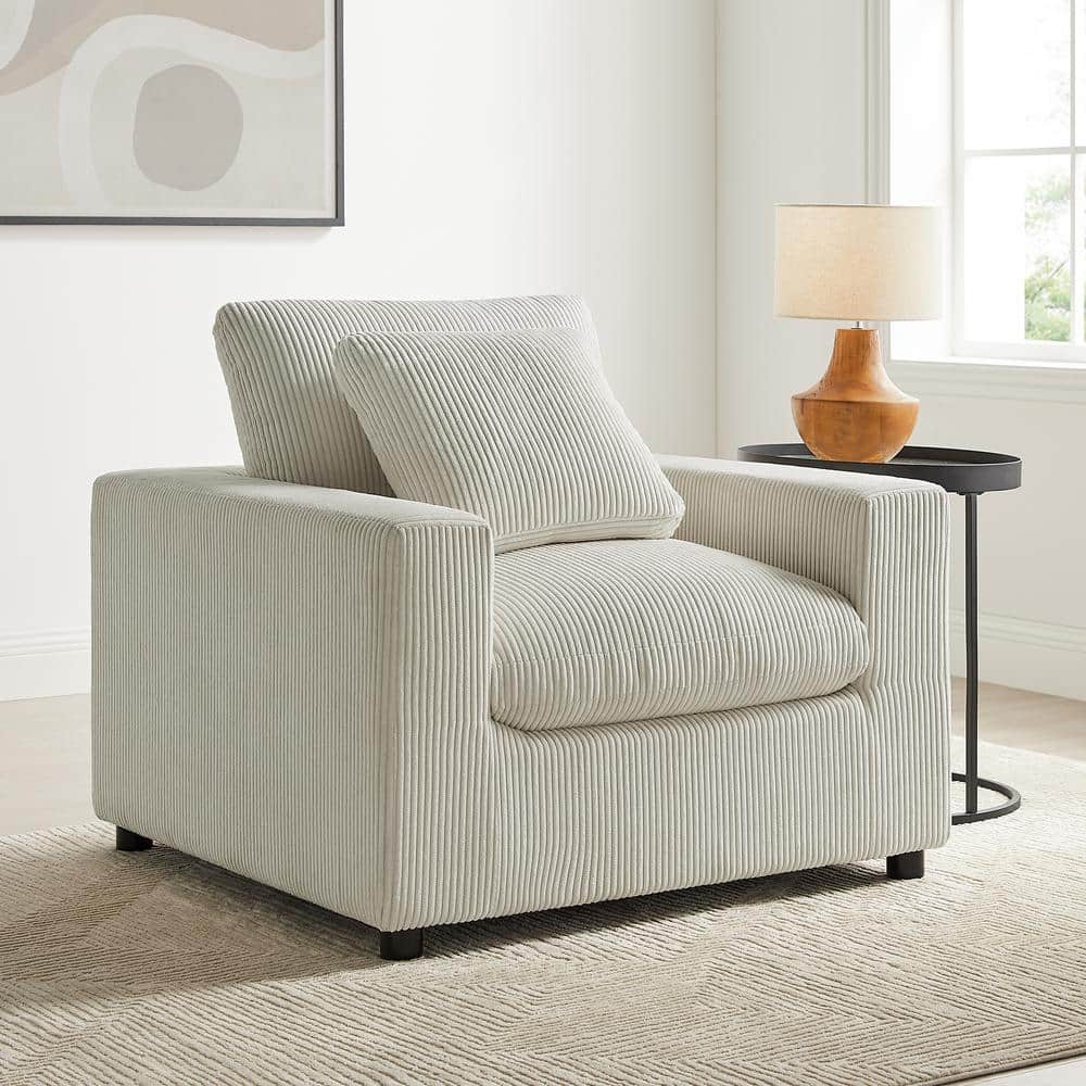 Casella Beige Corduroy Fabric Arm Chair