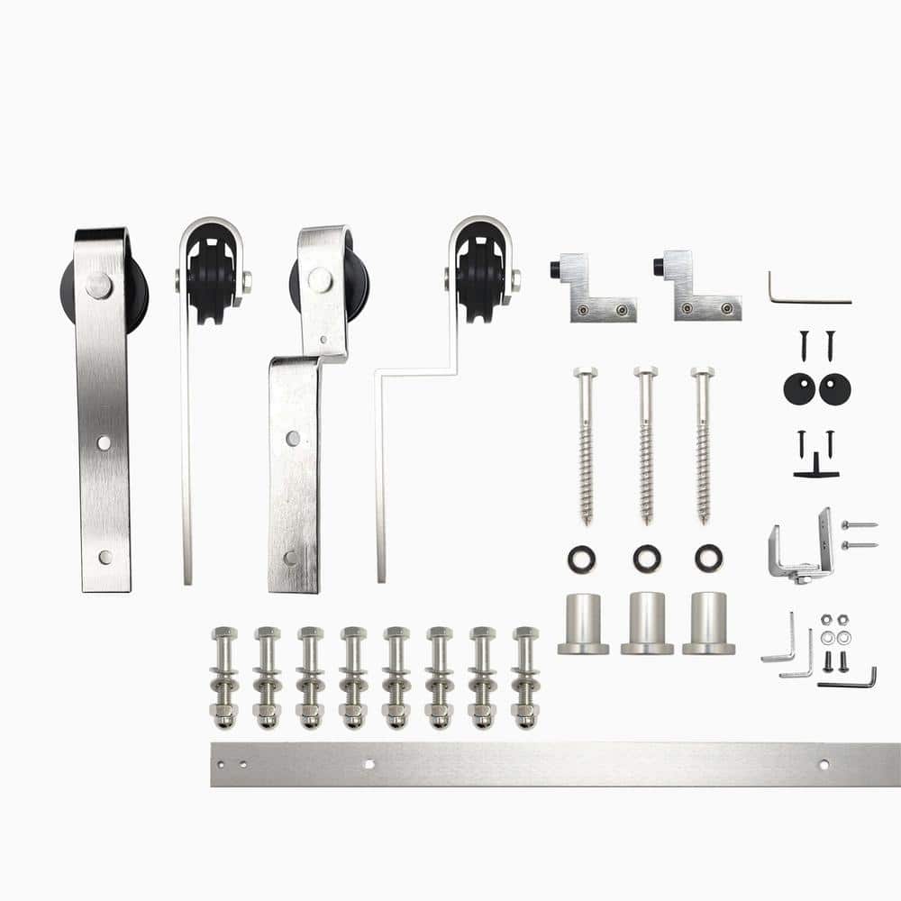 4 ft./48 in. Brushed Nickel Single Track Bypass Sliding Barn Door Track and Hardware Kit for Double Doors price history on PriceWatchPro