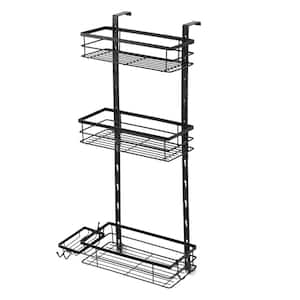 Over the Door 3-Tier Shower Caddy, Adjustable Hanging Organizer with Suction Cup, Black