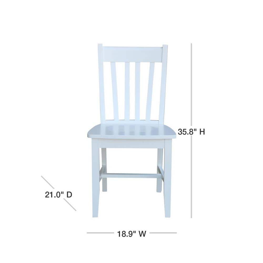 Elegant White Solid Wood High Slat Side Chairs, Set of 2