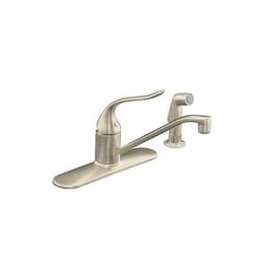 Coralais Single-Handle Standard Kitchen Faucet with Side Sprayer and Lever Handle in Vibrant Brushed Nickel
