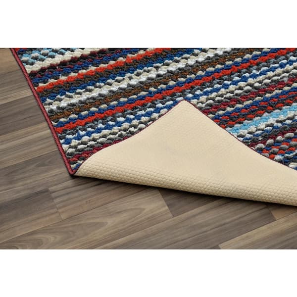 Garland Rug Carnival Stripe 3 Ft x 8 Ft Random Earth Tone Runner Rug-