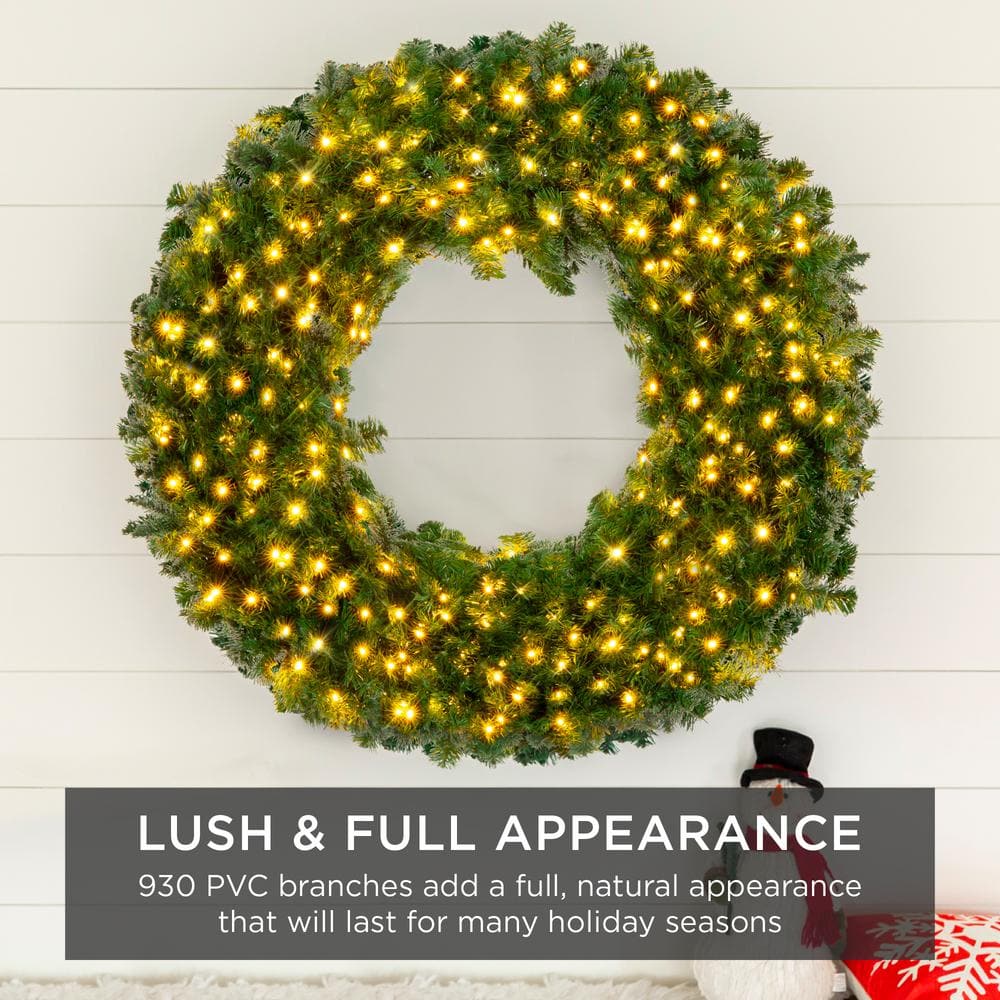 48" Green Artificial Fir Christmas Wreath with LED Lights