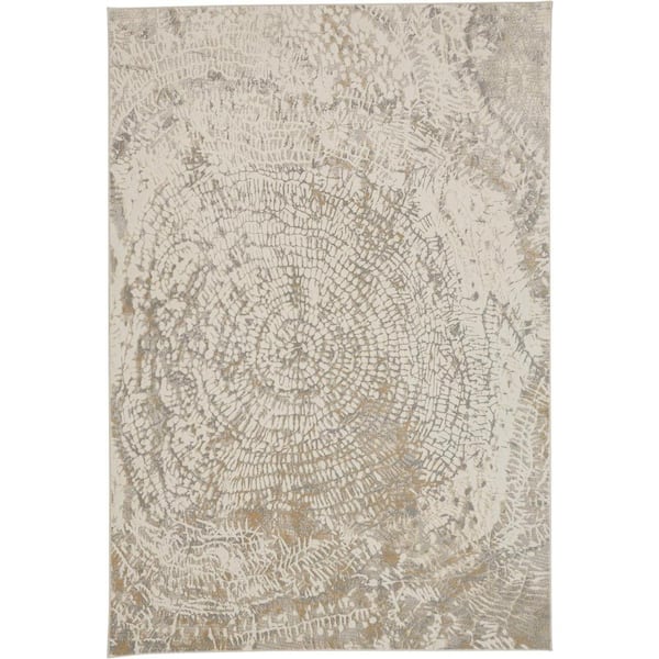 HomeRoots 9 x 12 Gray and Ivory Abstract Area Rug