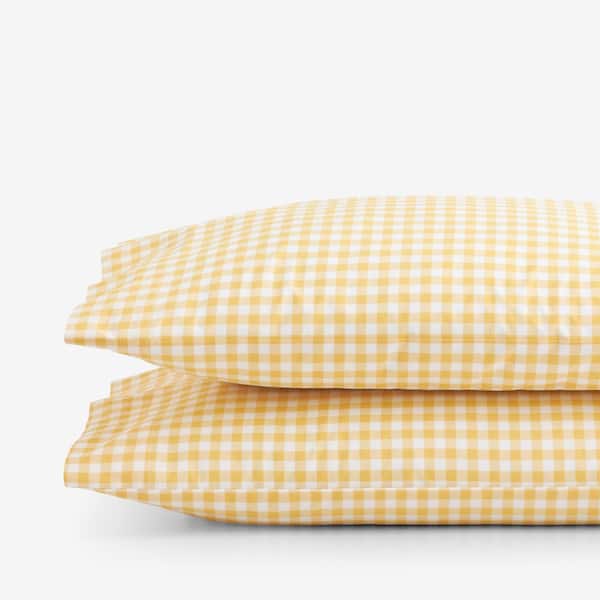 Company Kids Yellow Gingham Cotton Percale Pillowcase (Set of 2)