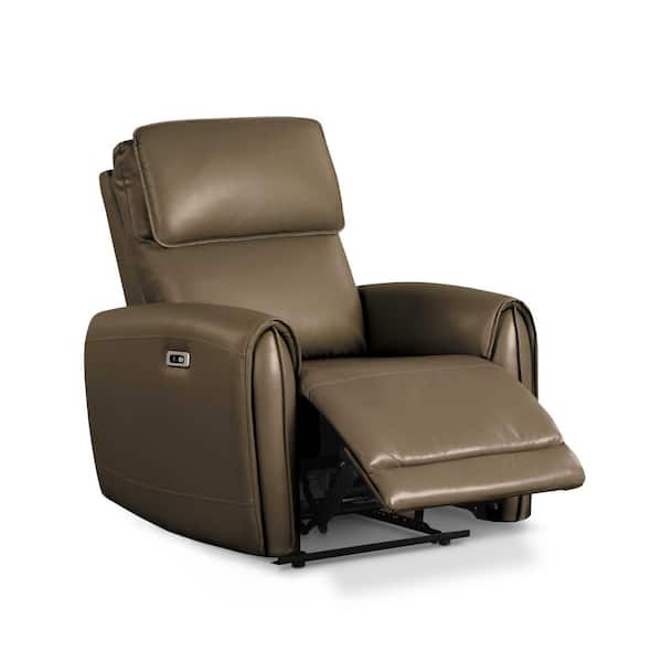 Oremus 35 in. Faux Leather Power Recliner in Light Brown with USB Chargers