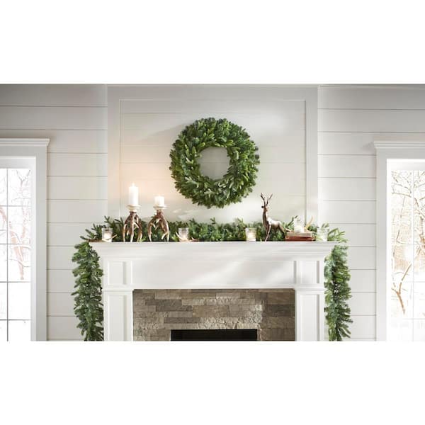 Home Accents Holiday - 12 ft. Pre-Lit Norway Garland with Battery Operated Warm White LED Light