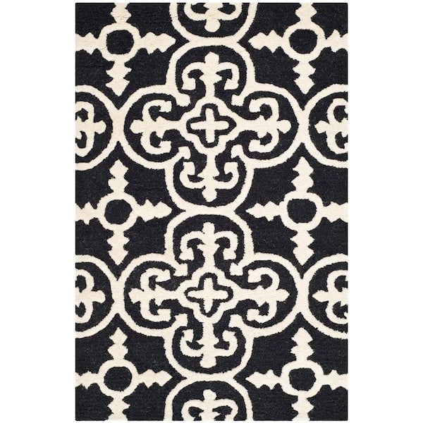 Cambridge Black/Ivory Doormat 3 ft. x 4 ft. Medallion Geometric Area Rug
