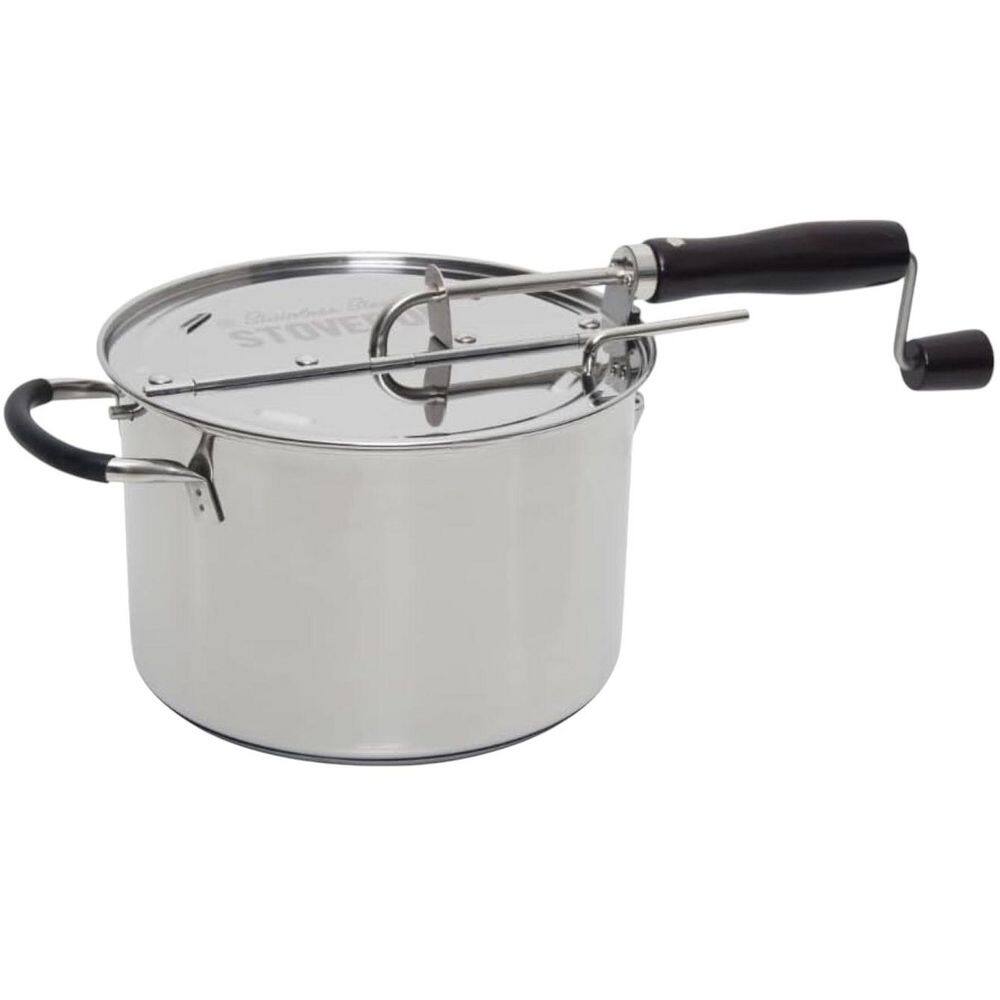 6 qt. Stainless Steel Induction Stovetop Popcorn Popper with Gearless Hand 