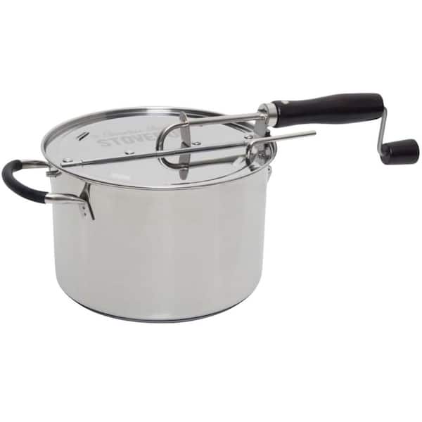 Adrinfly 6 qt. Stainless Steel Induction Stovetop Popcorn Popper with Gearless Hand Crank