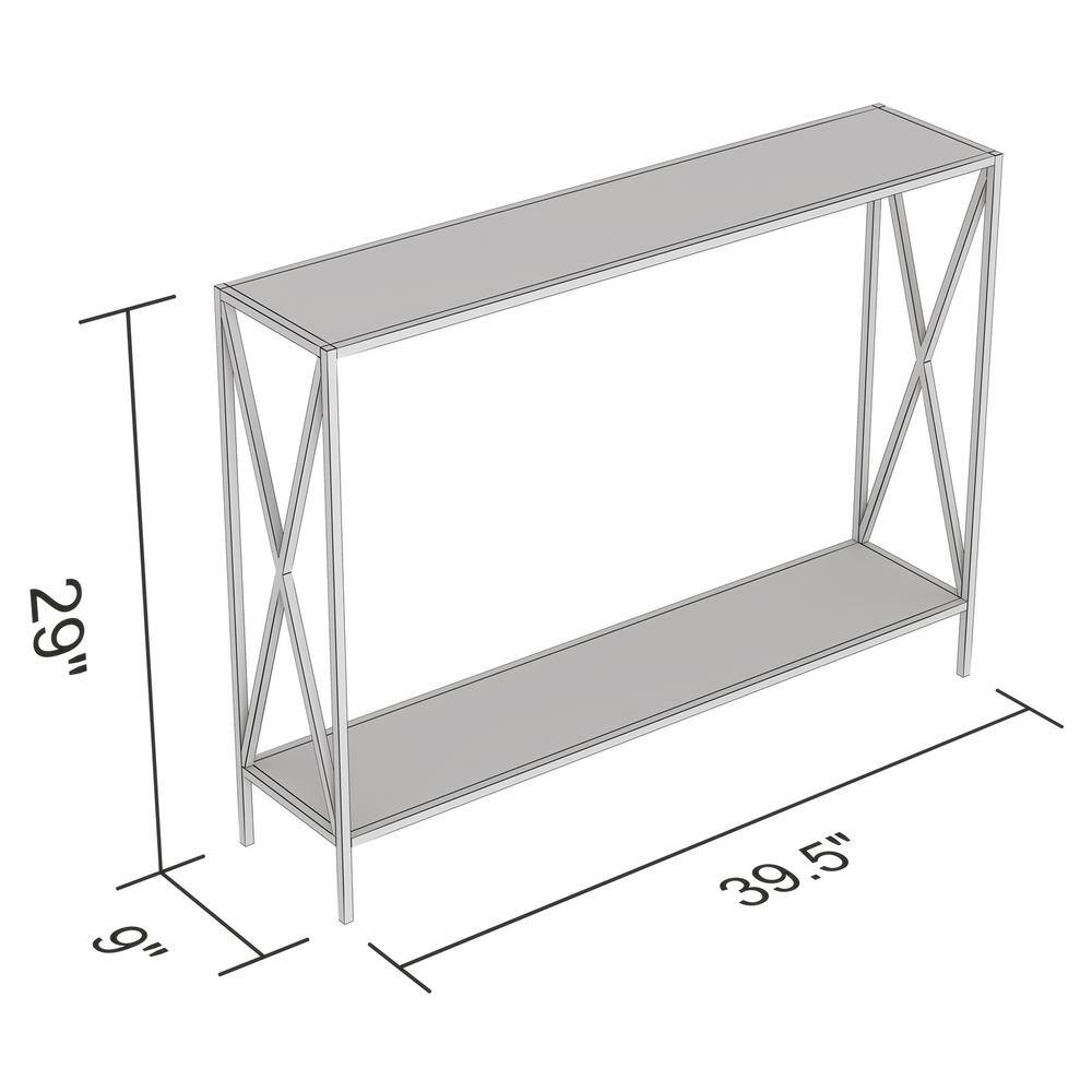 39.5" Black Metal and Dark Taupe Wood Console Table with Storage