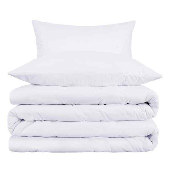 White Solid Color King Cotton Duvet Cover Set