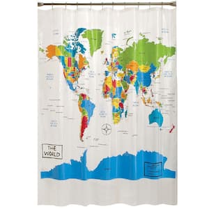 The World 70 in. W x 72 in. L PEVA Shower Curtain