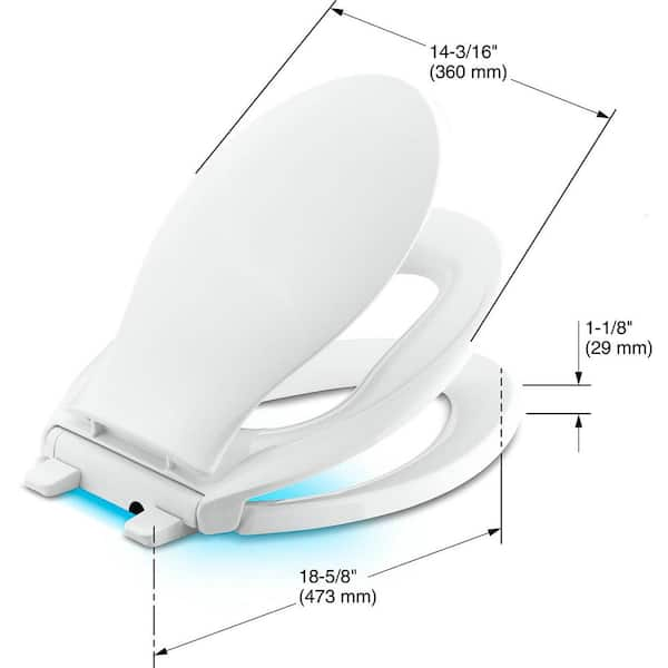 KOHLER Transitions Nightlight Elongated Closed Front Toilet Seat in White  K-2599-0 - The Home Depot