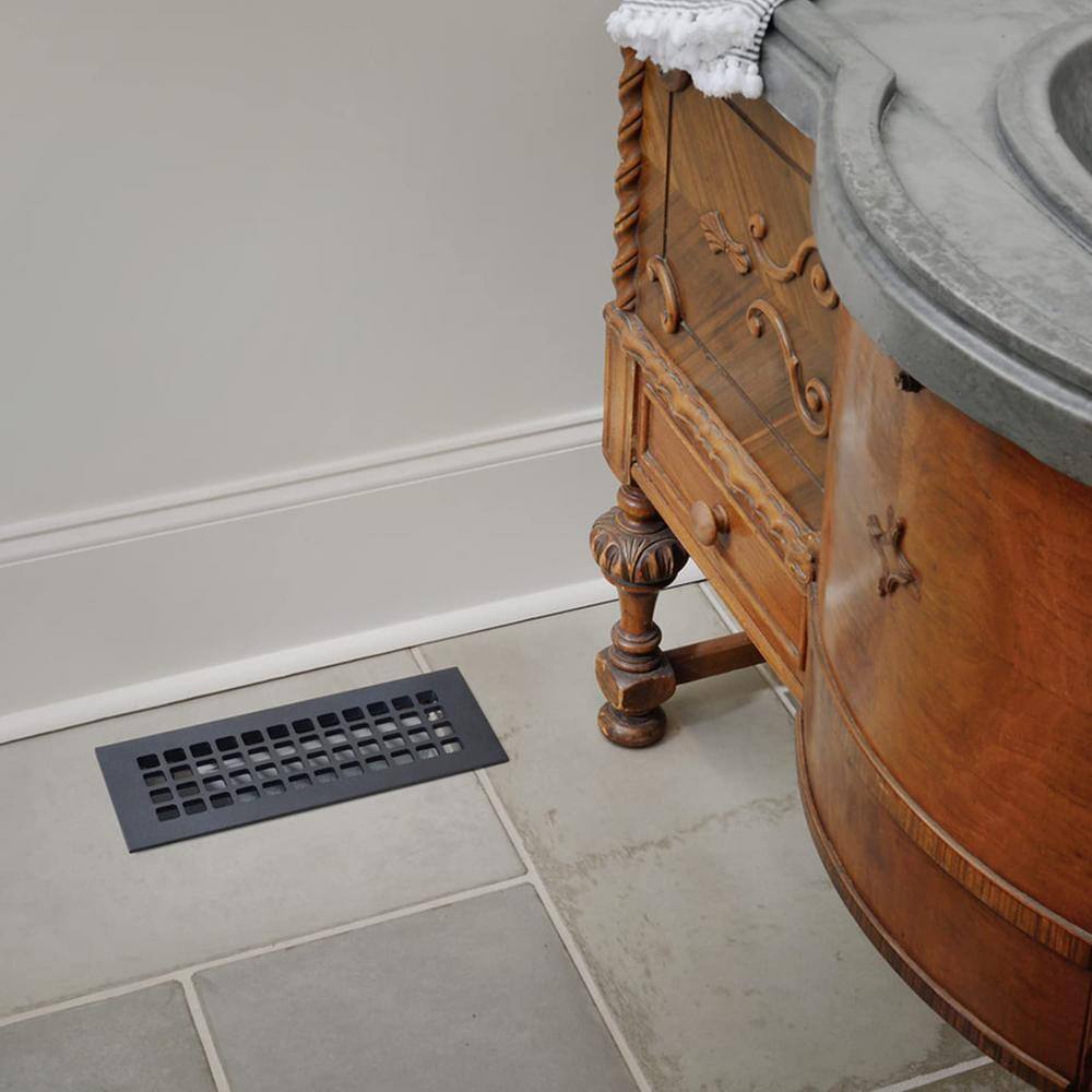 Black Aluminum 12" x 4" Floor Register Grille