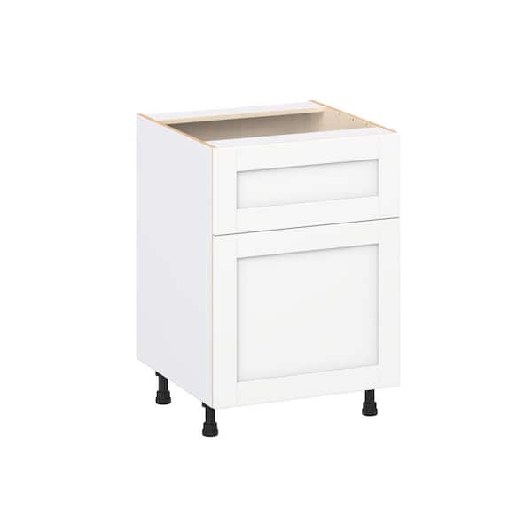 J COLLECTION Milton 24 in. W x 24 in. D x 34.5 in. H Assembled Shaker Base Kitchen Cabinet in Bright White with 10 in. Drawer