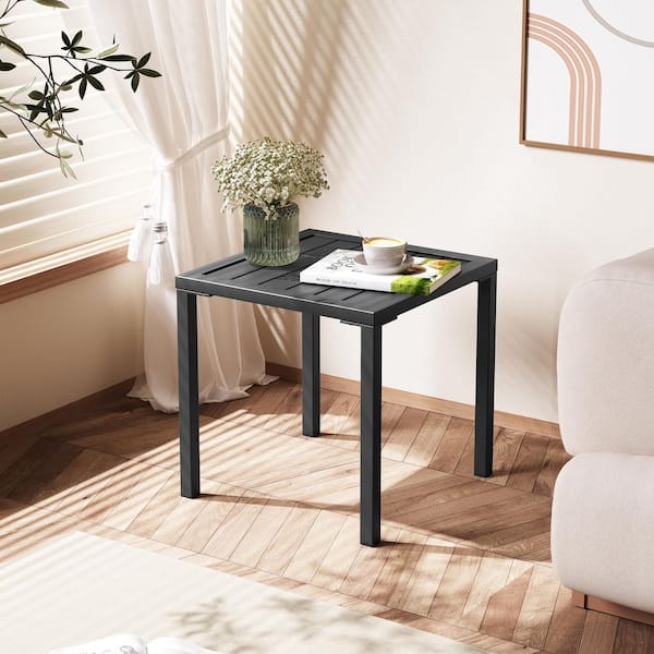 Unbranded Aluminum 15.7 in. Black Patio Side Table