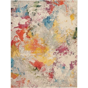 Celestial Janelle Ivory/Multicolor 8 ft. x 11 ft. Abstract Art Deco Area Rug