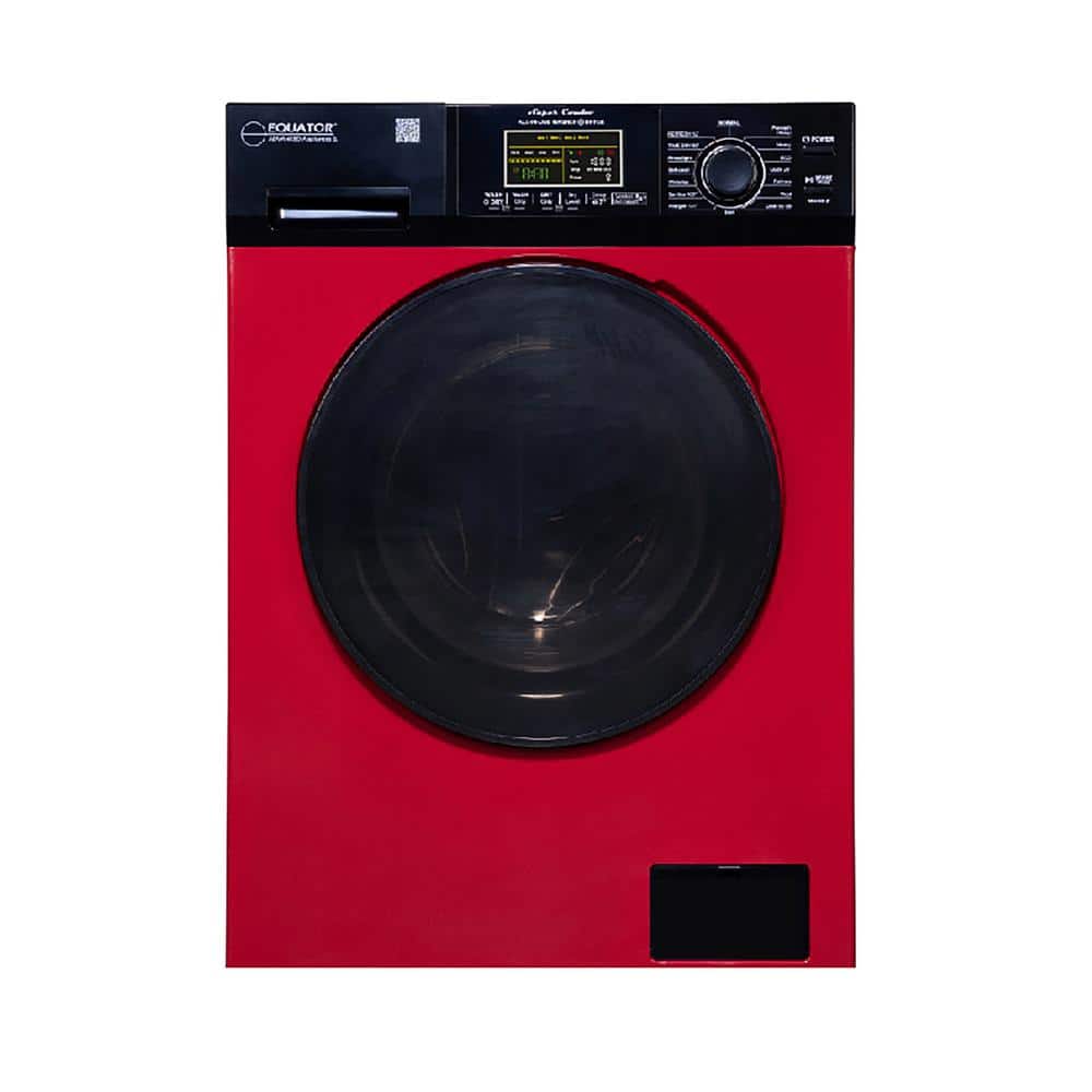 24 in. 1.9 cu.ft. Digital Compact 110V Vented/Ventless 18 lbs Washer Dryer Combo 1400 RPM in Red/Black