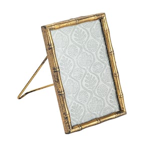 4 in. x 6 in. Gold Metal Bamboo-Style Picture Frame