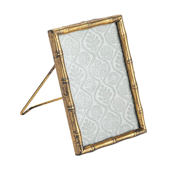 Storied Home 4 in. x 6 in. Gold Metal Bamboo-Style Picture Frame