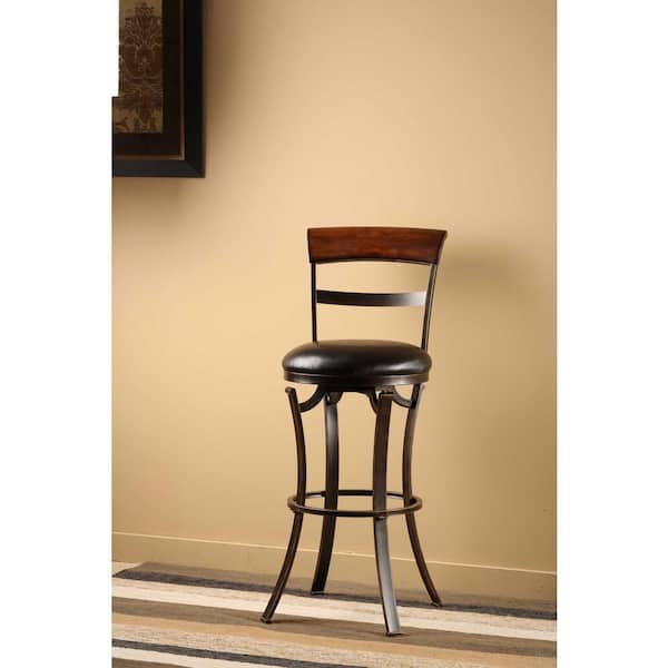 Hillsdale Furniture Kennedy 26 in. Black/Gold Swivel Counter Stool