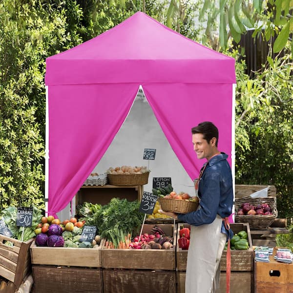 EAGLE PEAK 5 ft. x 5 ft. Pop-Up Canopy with 4-Side Wall Panels E25SW4 ...
