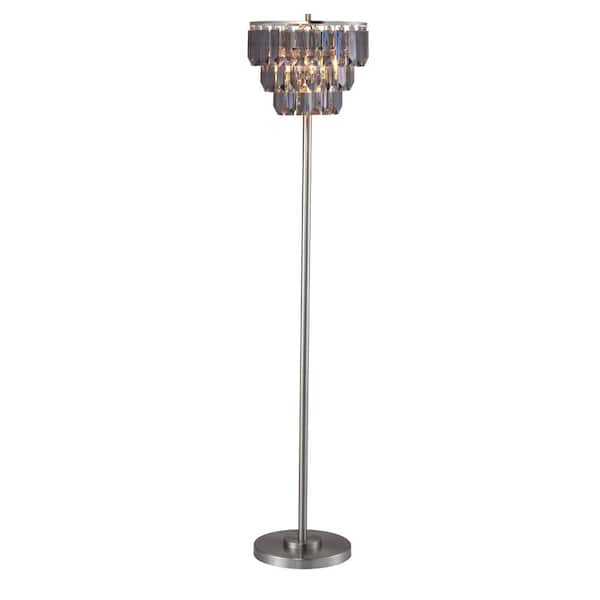 Sunpez 60.5 in. H Transparent Stand Light Standard Floor Lamp Crystal Elegant Light for Living Room, E26/E27, Bulb Not Included